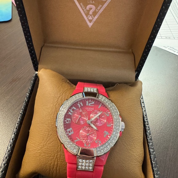 GUESS Vibrant Pink Watch with Crystal Details - Picture 7 of 8